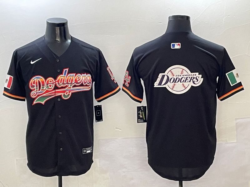 Men Los Angeles Dodgers Blank Black rainbow Nike 2025 MLB Jersey style 25